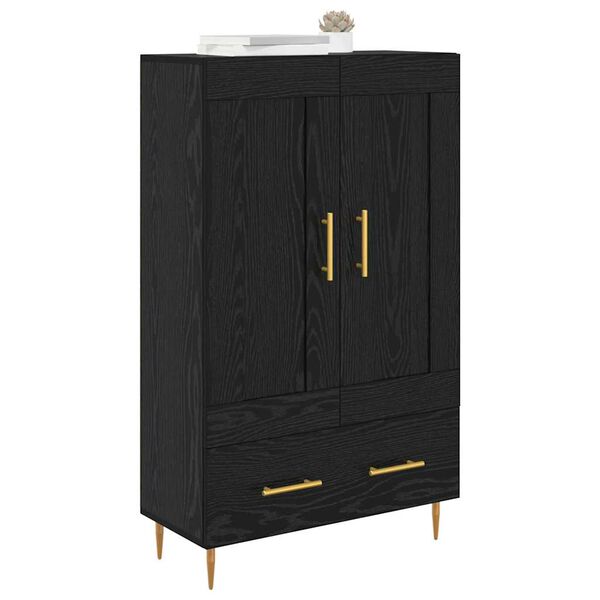 vidaXL Highboard Crni hrast 69,5 x 31 x 115 cm Konstruirano drvo