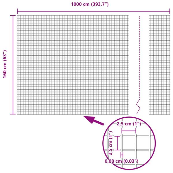 vidaXL Zavarena žičana ograda Srebrno 1.6 x 10 m