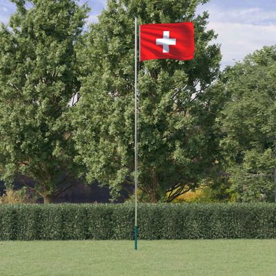 vidaXL Švicarska zastava i jarbol 6,23 m aluminijska