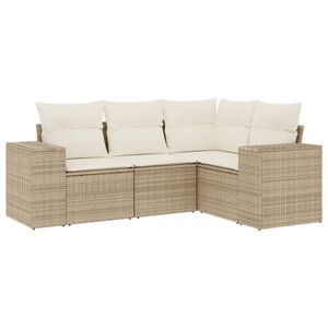 vidaXL 4-dijelni set vrtnih sofa s jastucima bež od poliratana