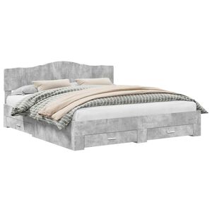 vidaXL Krevetna konstrukcija s ladicama Betonski sivi 200 x 200 cm