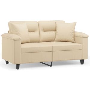 vidaXL Dvosjed s jastucima krem 120 cm od mikrovlakana