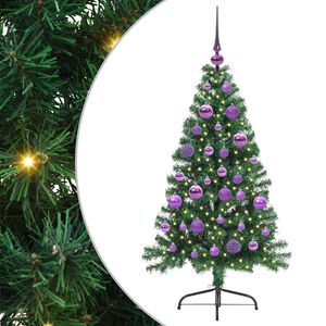 vidaXL Umjetno predsvijetljeno božićno drvce Zelena 120 cm PVC