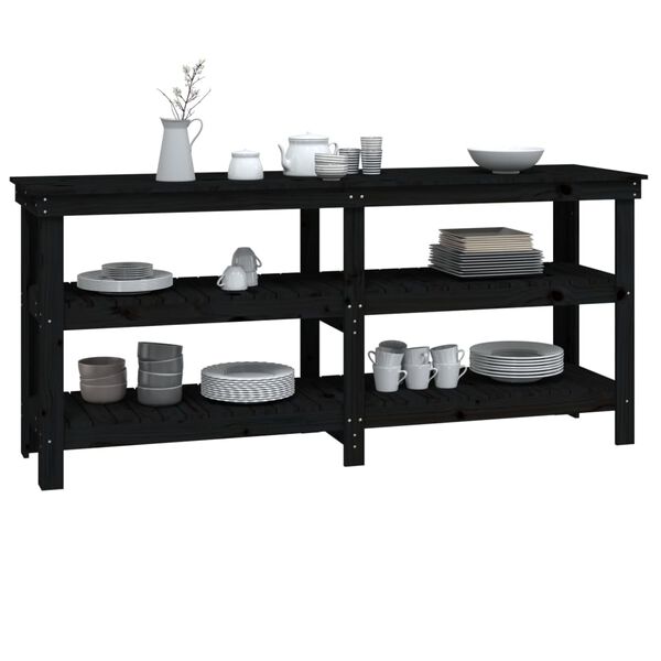 vidaXL Radni stol crni 181 x 50 x 80 cm od masivne borovine