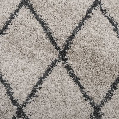 vidaXL Čupavi moderni tepih s visokim vlaknima bež antracit 80x200 cm
