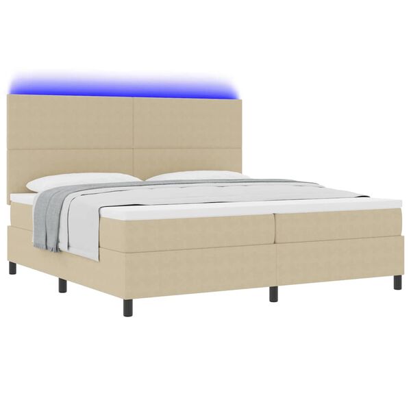 vidaXL LED Box Spring Krevet Svijetlo siva i bijela. 200 x 200 cm