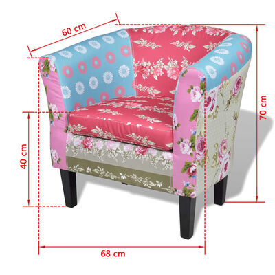 vidaXL Fotelja od tkanine s osloncem za noge patchwork dizajn