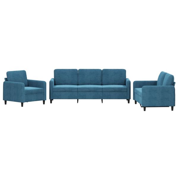 vidaXL 3-dijelni set sofa plavi bar&scaron;unasti