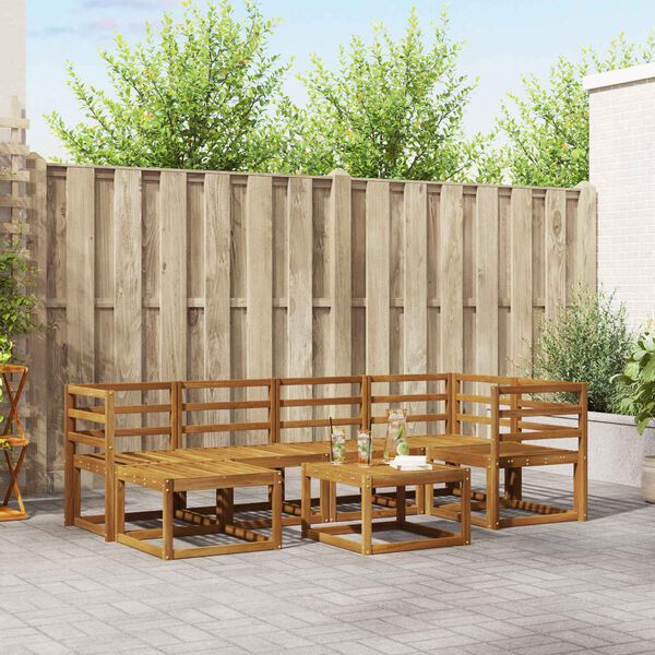 vidaXL Set vanjskih sofa 7 pcs Prirodna Čvrsto drvo akacije