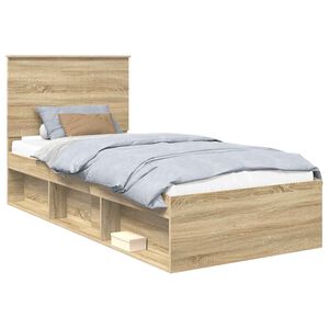 vidaXL Krevetna konstrukcija s uzglavljem Sonoma hrast 90 x 190 cm