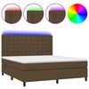vidaXL Krevet box spring s madracem LED tamnosmeđi 180x200 cm tkanina