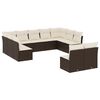 vidaXL 11-dijelni set vrtnih sofa od poliratana s jastucima smeđi