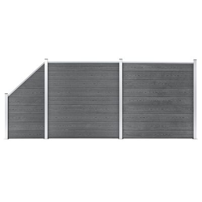 vidaXL Set WPC ograda 2 kvadratne + 1 kosa 446 x 186 cm sivi