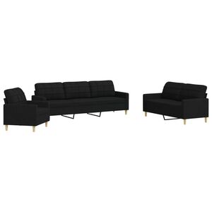 vidaXL 3-dijelni set sofa crni od tkanine
