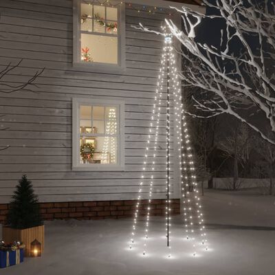 vidaXL Božićno drvce sa šiljkom hladno bijelo s 310 LED žarulja 300 cm