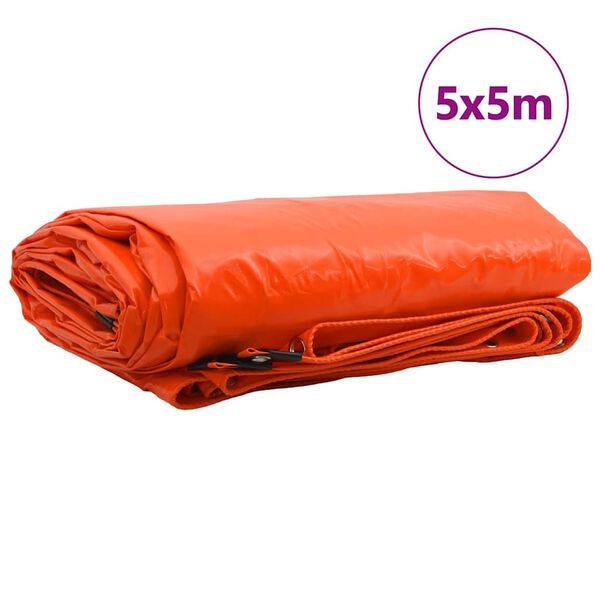 vidaXL Cerada 650g / m² Narančasta 5 x 5 m Platno s PVC premazom