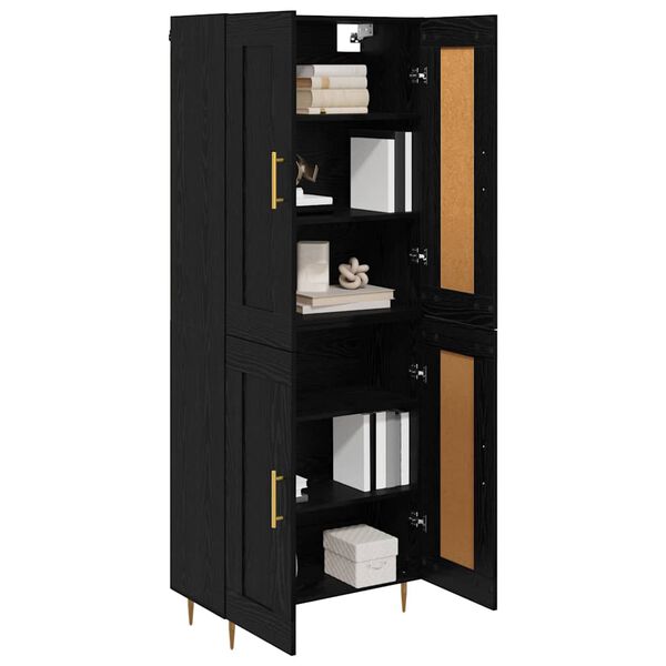 vidaXL Highboard Crni hrast 69,5 x 34 x 180 cm Konstruirano drvo