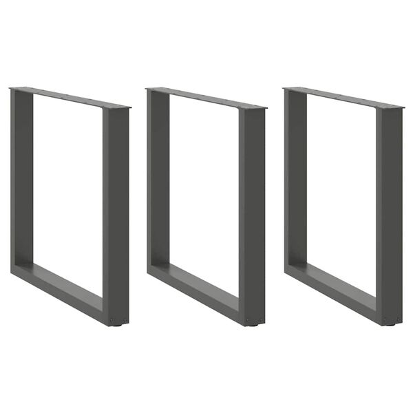 vidaXL Noge za blagovaonski stol U-oblik 3 kom antracit 80 x (72-73) cm čelik