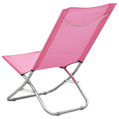 vidaXL Sklopive stolice za plažu od tkanine 2 kom ružičaste