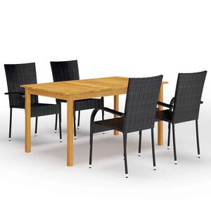 vidaXL 5-dijelni vrtni blagovaonski set crni