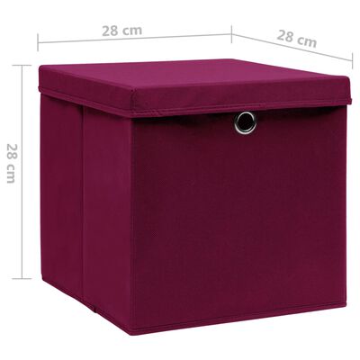 vidaXL Kutije za pohranu s poklopcima 10 kom 28x28x28 cm tamnocrvene