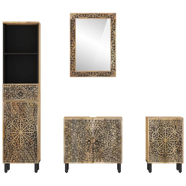 vidaXL 4-dijelni set kupaonskog namje&scaron;taja od masivnog drva manga