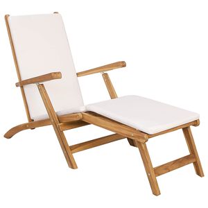 vidaXL Preklopna ležaljka s jastučićem Bijela Čvrsto teak drvo