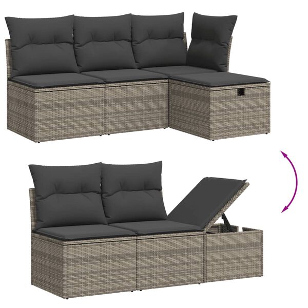 vidaXL 8-dijelni set vrtnih sofa od poliratana s jastucima sivi
