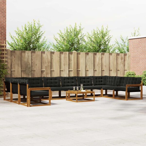 vidaXL Set vanjskih sofa s jastukom 11 pcs Prirodna i crna