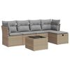 vidaXL 6-dijelni set vrtnih sofa s jastucima bež od poliratana