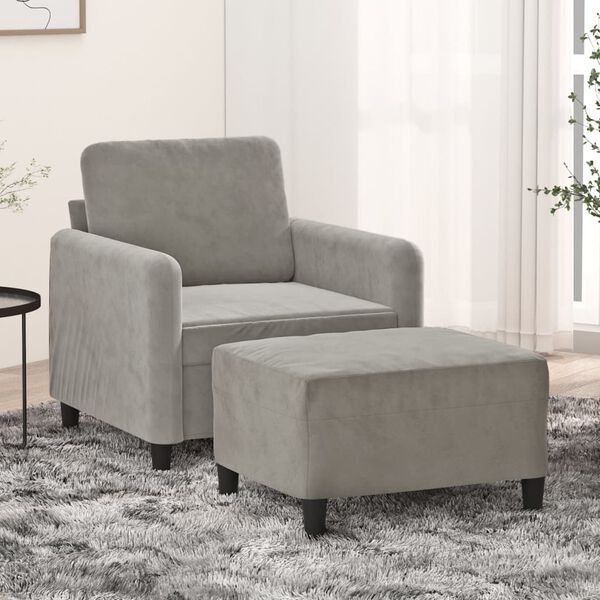 vidaXL Fotelja s tabureom svjetlosiva 60 cm bar&scaron;unasta