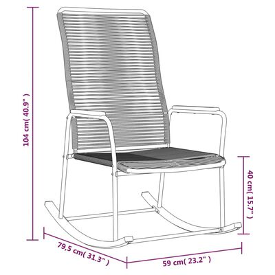 vidaXL Vrtna stolica za ljuljanje crna 59 x 79,5 x 104 cm PVC ratan