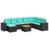 vidaXL 9-dijelni set vrtnih sofa s jastucima crni od poliratana