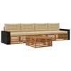 vidaXL Set vanjskih sofa 5 kom. Prirodna i bež Čvrsto drvo akacije
