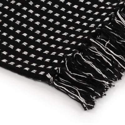 vidaXL Pamučni pokrivač na kvadratiće 220 x 250 cm crni