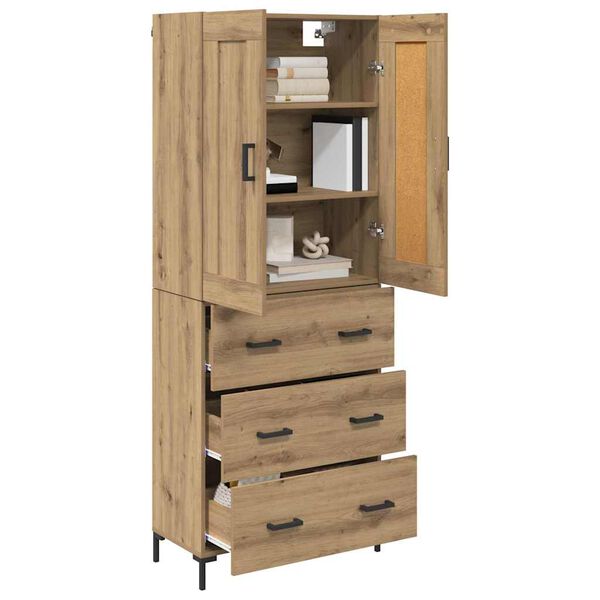 vidaXL Highboard s ladicama 2 pcs Umjetnički hrast Konstruirano drvo
