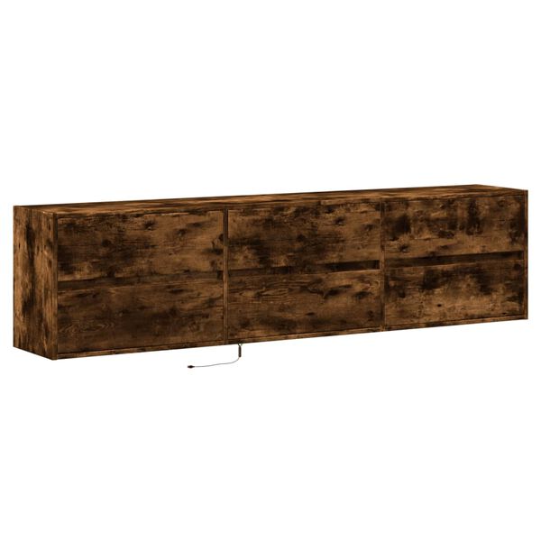 vidaXL Zidni TV ormarić LED boja dimljenog hrasta 180x31x45 cm