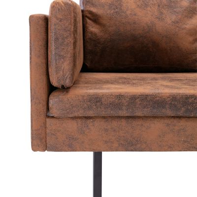 vidaXL Kutna sofa od umjetne brušene kože smeđa