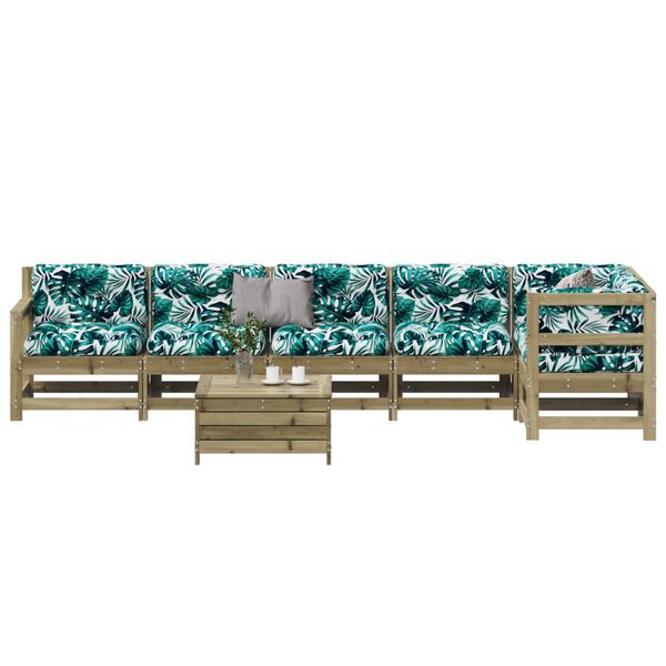 vidaXL 7-dijelna vrtna garnitura od impregnirane borovine s jastucima