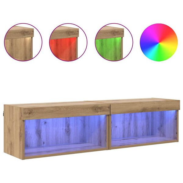 vidaXL Set TV komoda Zidne Umjetnički hrast Konstruirano drvo