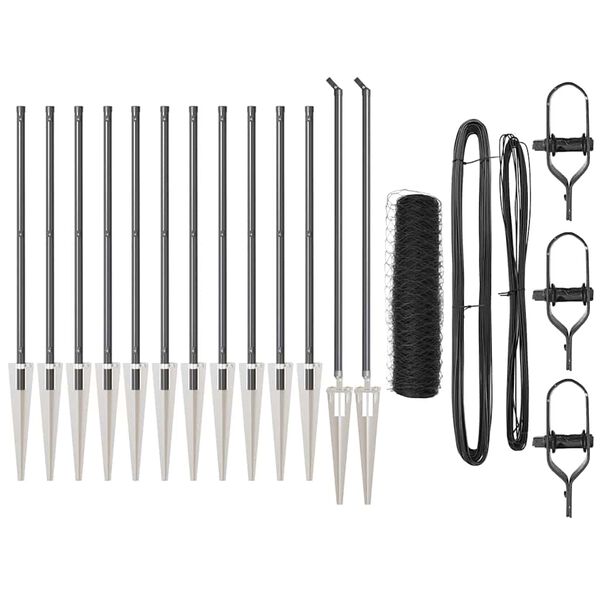 vidaXL Stup za ogradu Siva 25 x 0,4 m (36 mm mreža) Čelik i PVC