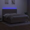 vidaXL Krevet box spring s madracem LED smeđesivi 180x200 cm tkanina