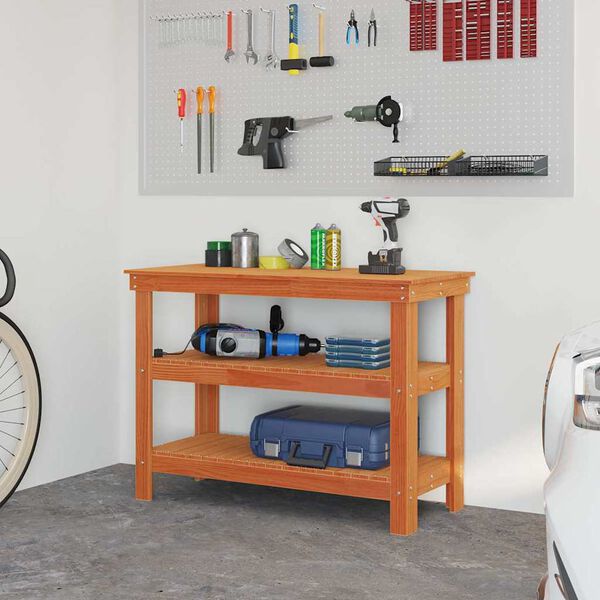 vidaXL Radni stol Vo&scaron;tano smeđa 110,5 x 50 x 80 cm Masivna borovina