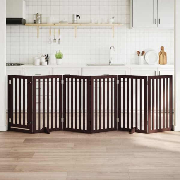 vidaXL Vrata za pse s vrata&scaron;cima 6 panela sklopiva 300 cm drvo topole