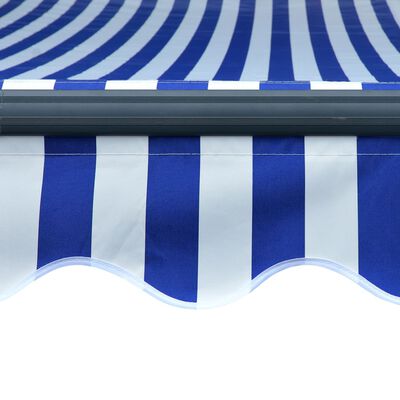 vidaXL Tenda sa senzorom za vjetar LED 350 x 250 cm plavo-bijela