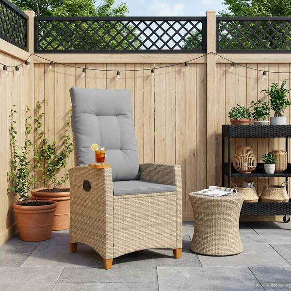 vidaXL Fotelja za ležanje s pločom za čaj 62 x 64 x 112 cm poliratan