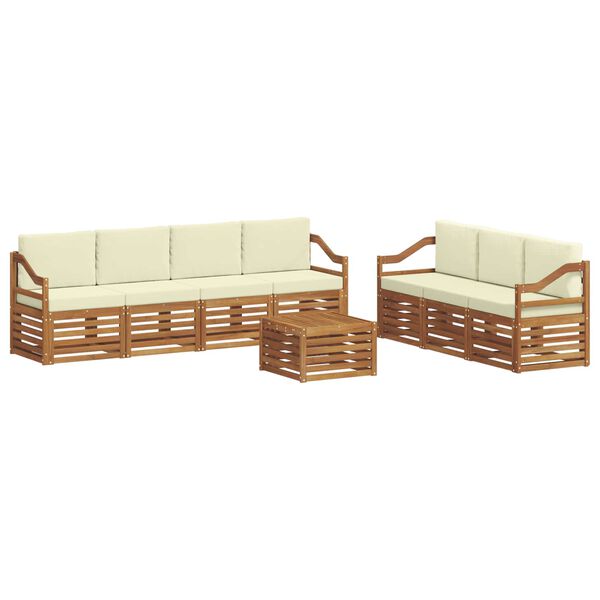 vidaXL Setovi sofa 8 pcs Prirodna i krem Čvrsto drvo akacije