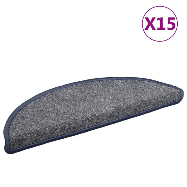 vidaXL Prostirke za stepenice 15 kom 56x17x3 cm svijetlo sive i plave poluokrugle