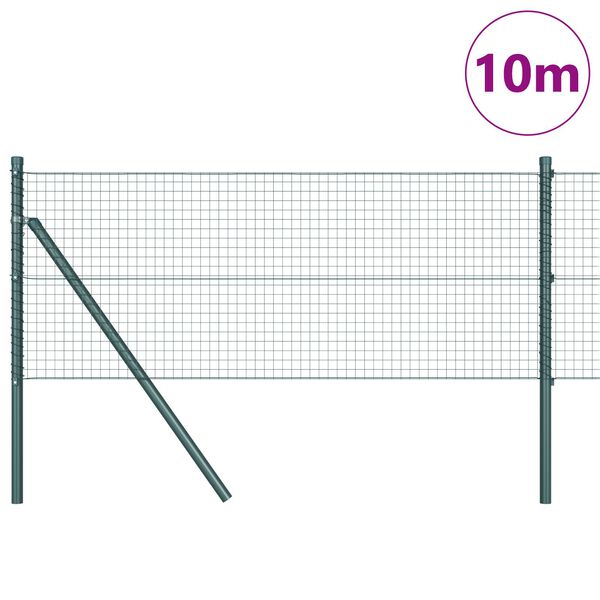 vidaXL Stup za ogradu Zelena 10 x 0,4 m (25 x 25 mm mreža) Čelik i PVC