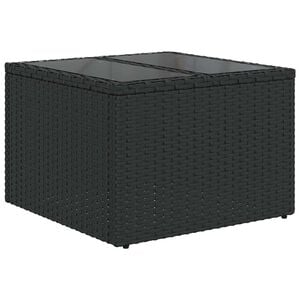 vidaXL Vrtni stol sa staklenom pločom crni 55x55x37 cm poli ratan